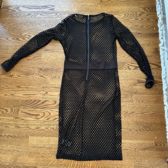 Kardashian Kollection Dress Black Lace Mesh midi women’s large - Picture 3 of 11